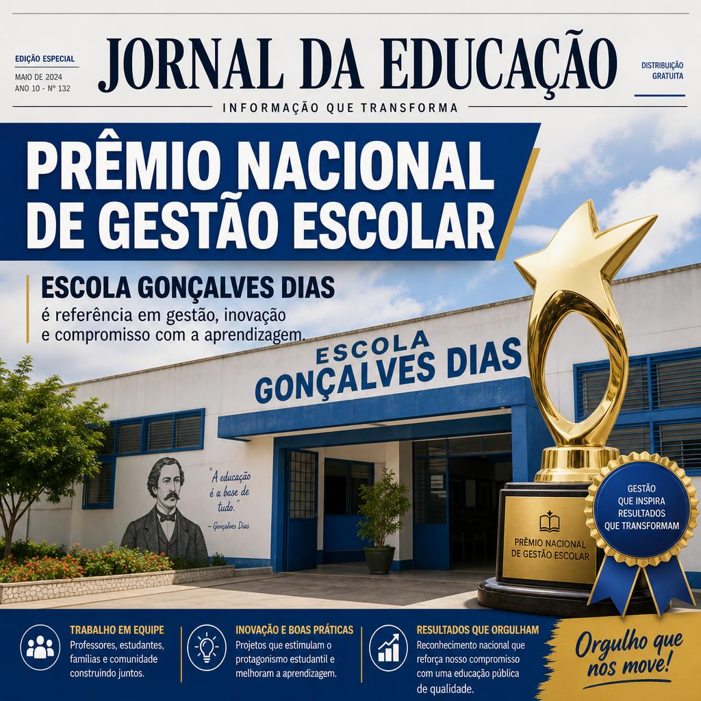 Escola Gonçalves Dias ganha prêmio nacional de referência em gestão escolar
